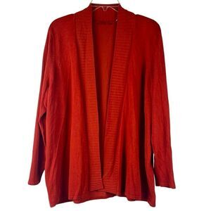 Red Woman Reddish Orange Open Front Knit Cardigan 3X